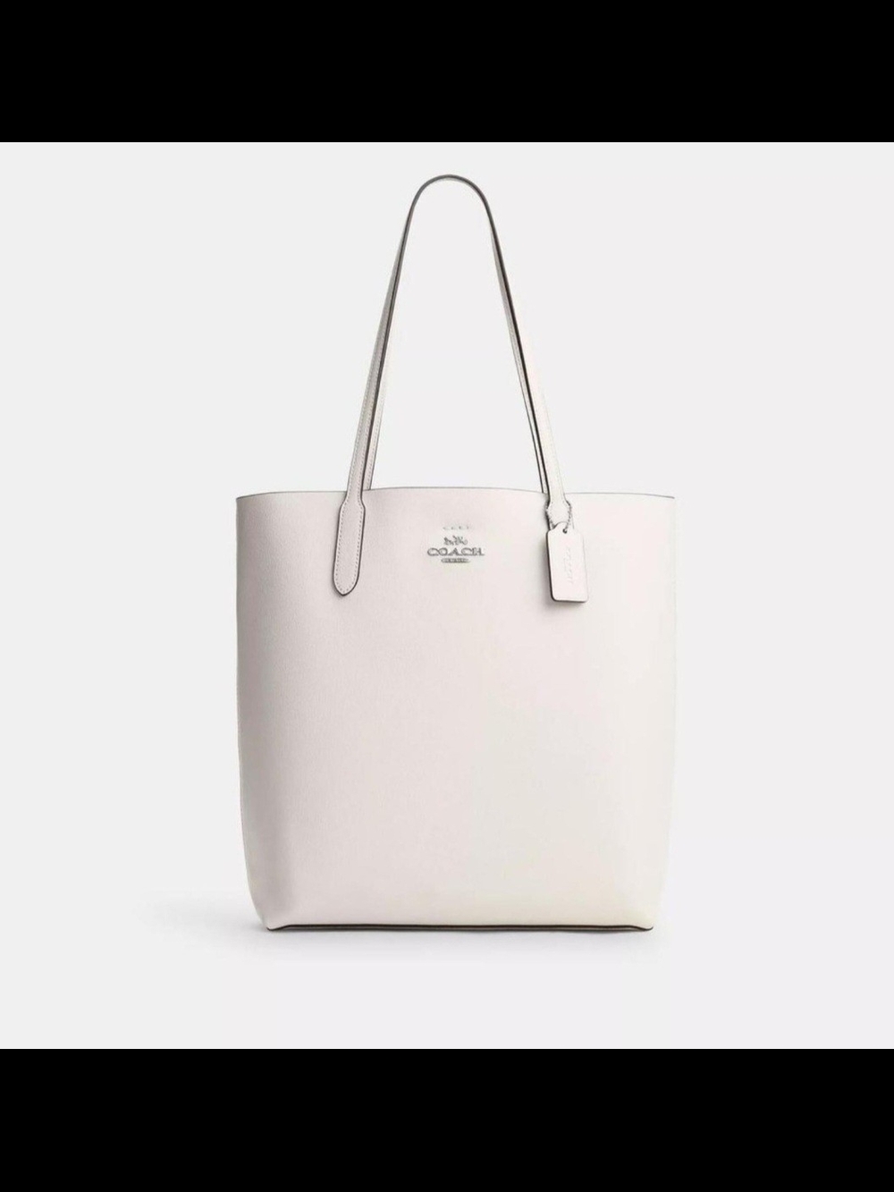Coach Pebbled Leather Tote Bag in Chalk